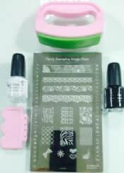 konad fancy stamping set 3 ערכת קונאד פנסי 3 הכוללת: חותמת גדולה ומיוחדת+שפכטל+ פלטת דיסקים + 2 לקים