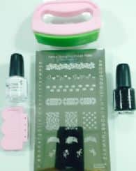 konad fancy stamping set 2 ערכת קונאד פנסי 2 הכוללת: חותמת גדולה ומיוחדת+שפכטל+ פלטת דיסקים + 2 לקים
